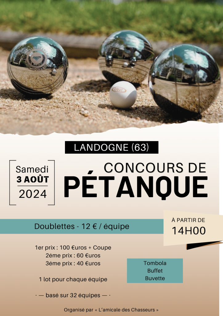 Concours De P tanque en Doublettes Commune De Landogne Puy de D me Concours De P tanque en Doublettes Commune De Landogne Puy de D me